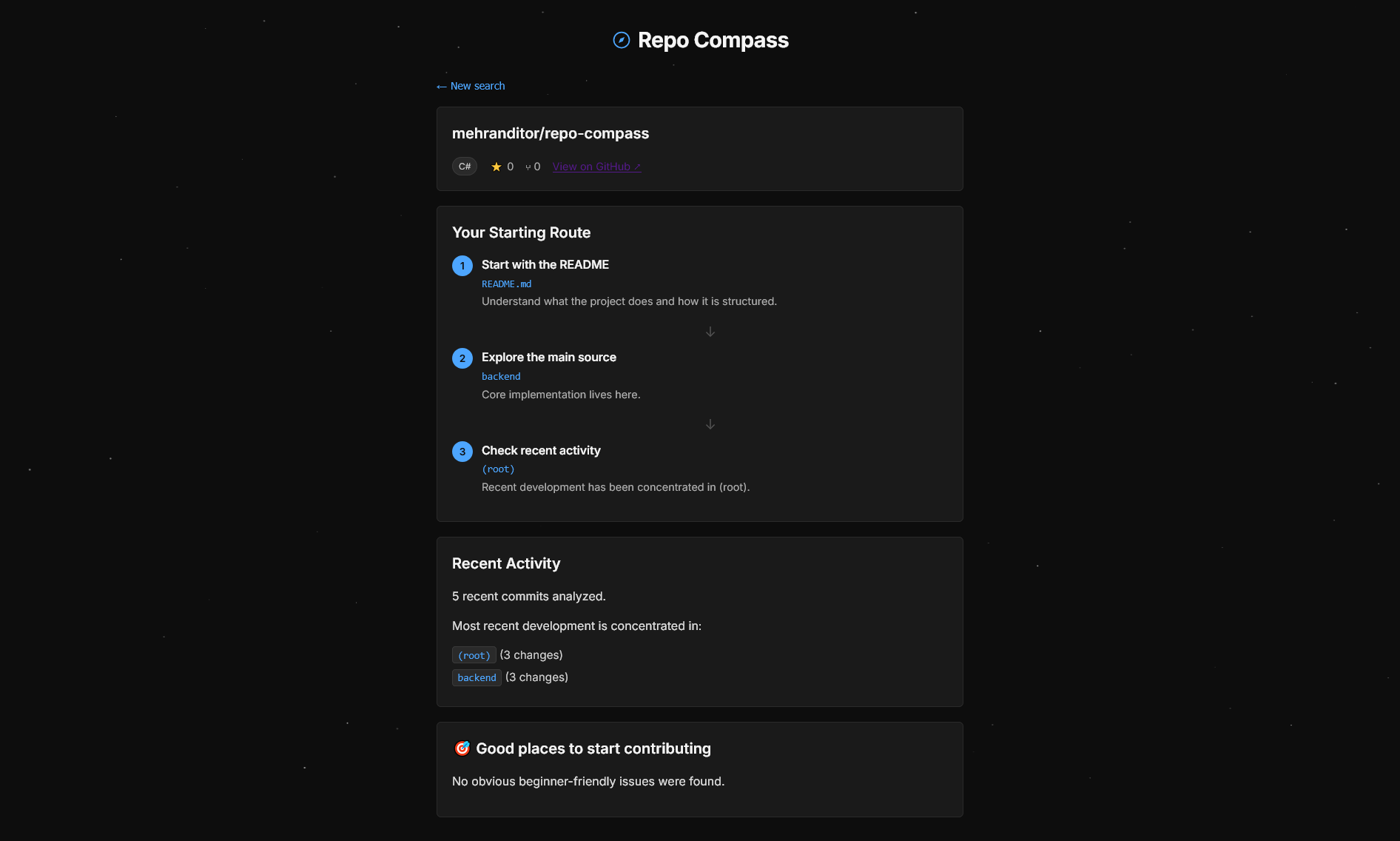 Repo Compass repository analysis